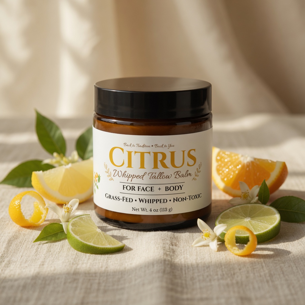 Citrus Whipped Beef Tallow Balm – Natural Moisturizer Whipped Tallow Balm