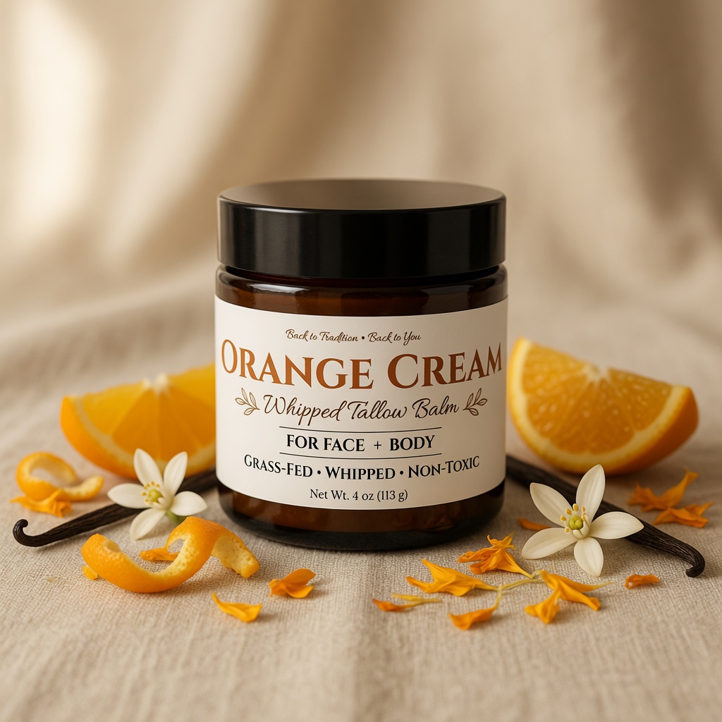 Orange Cream Whipped Beef Tallow Balm – Natural Moisturizer Whipped Tallow Balm